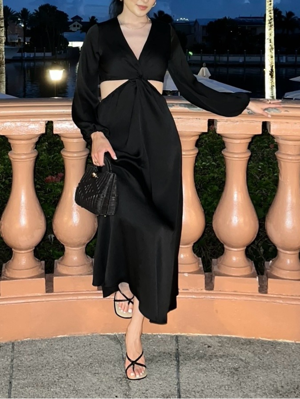 H&M Black Cutout Midi Dress